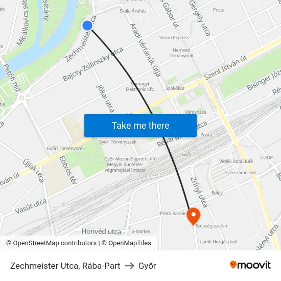 Zechmeister Utca, Rába-Part to Győr map
