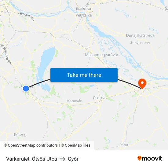Várkerület, Ötvös Utca to Győr map