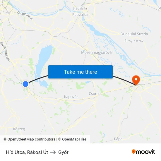 Híd Utca, Rákosi Út to Győr map