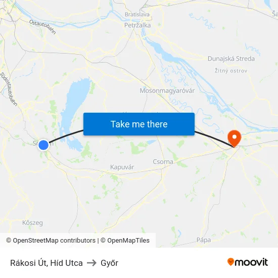 Rákosi Út, Híd Utca to Győr map