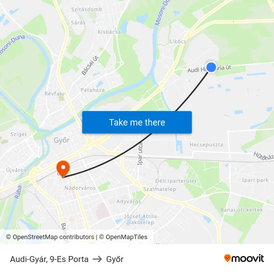 Audi-Gyár, 9-Es Porta to Győr map