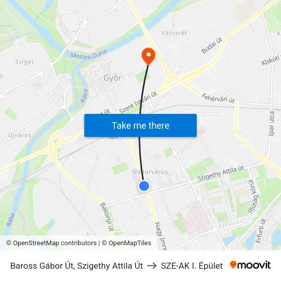 Baross Gábor Út, Szigethy Attila Út to SZE-AK I. Épület map