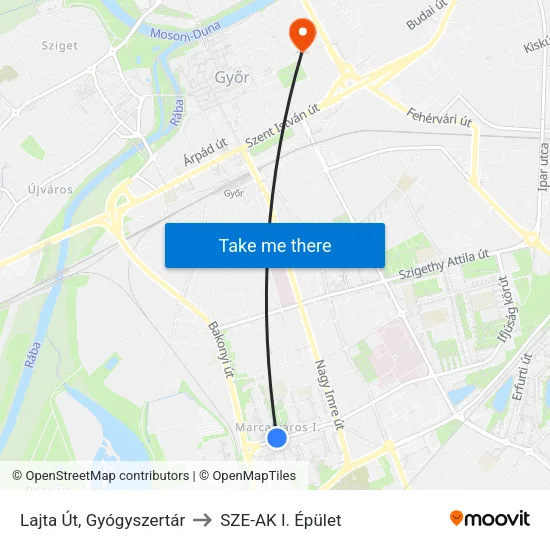 Lajta Út, Gyógyszertár to SZE-AK I. Épület map