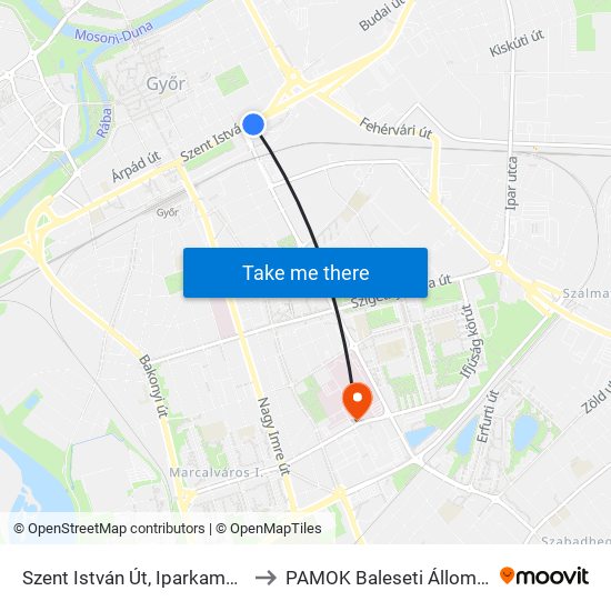 Szent István Út, Iparkamara to PAMOK Baleseti Állomás map