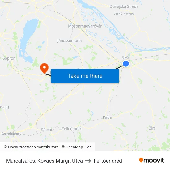 Marcalváros, Kovács Margit Utca to Fertőendréd map