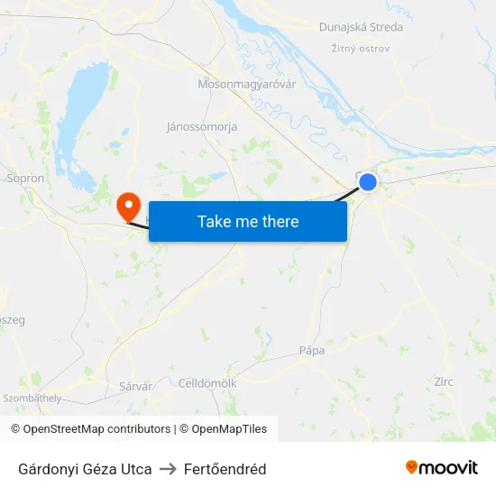 Gárdonyi Géza Utca to Fertőendréd map