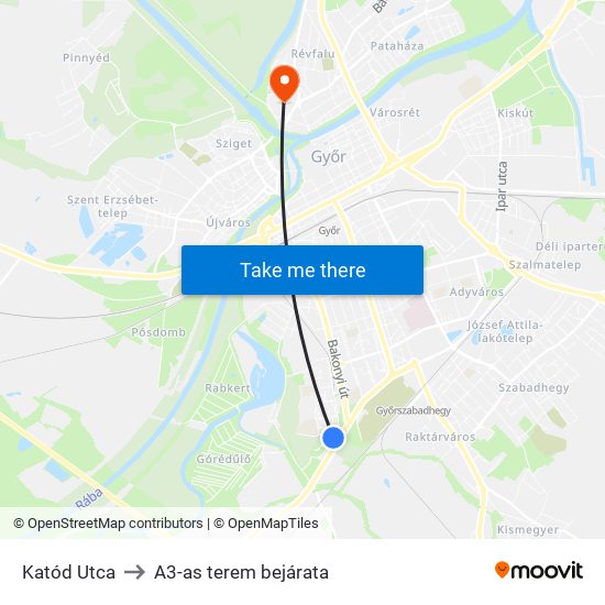 Katód Utca to A3-as terem bejárata map