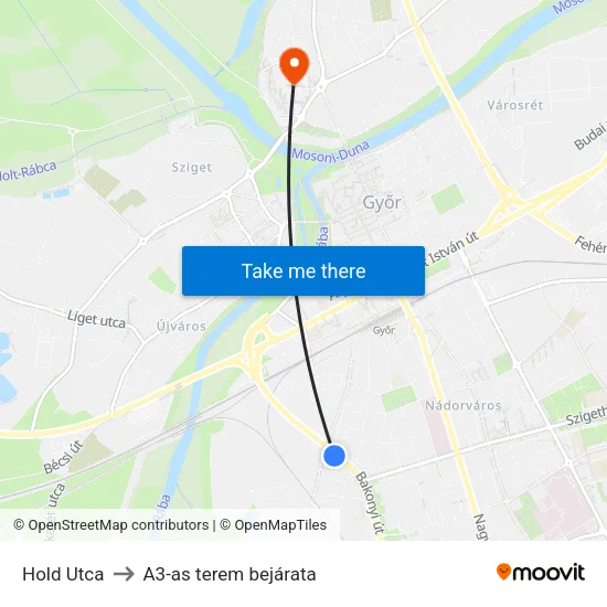 Hold Utca to A3-as terem bejárata map