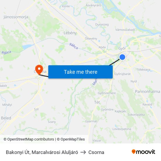 Bakonyi Út, Marcalvárosi Aluljáró to Csorna map