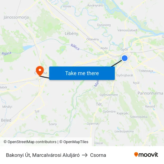 Bakonyi Út, Marcalvárosi Aluljáró to Csorna map