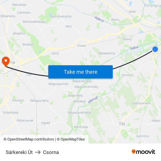 Sárkereki Út to Csorna map