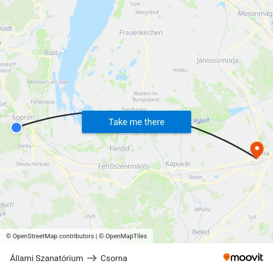 Állami Szanatórium to Csorna map