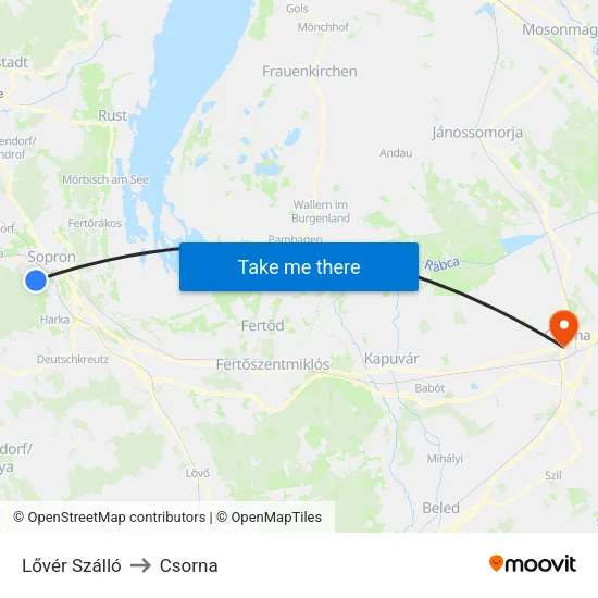 Lővér Szálló to Csorna map