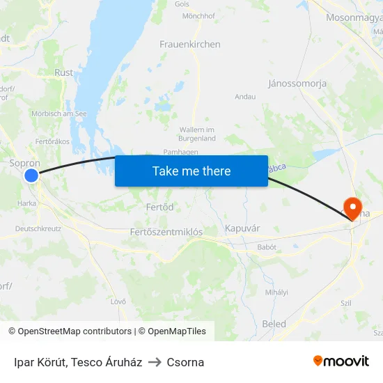 Ipar Körút, Tesco Áruház to Csorna map