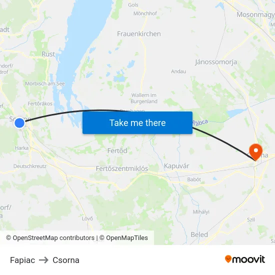 Fapiac to Csorna map