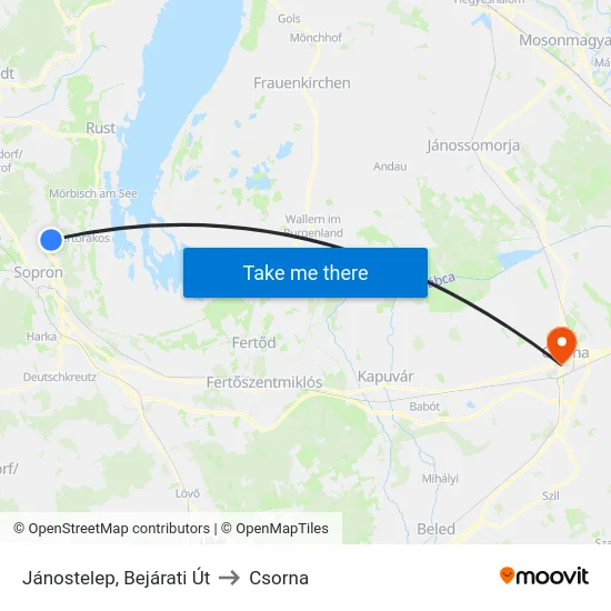 Jánostelep, Bejárati Út to Csorna map