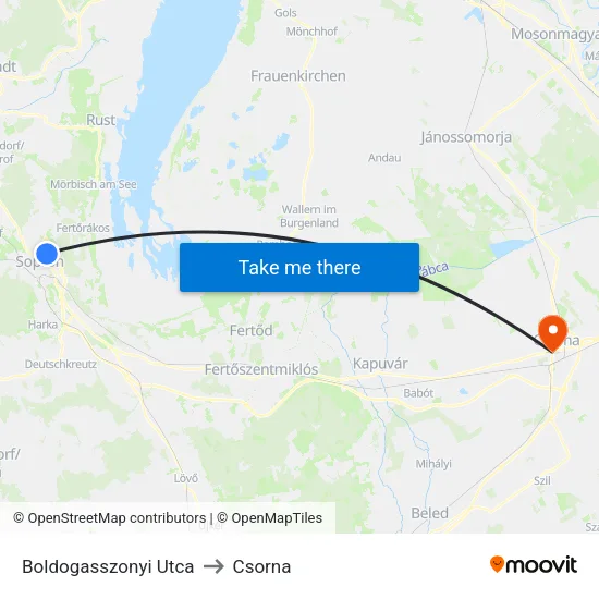 Boldogasszonyi Utca to Csorna map