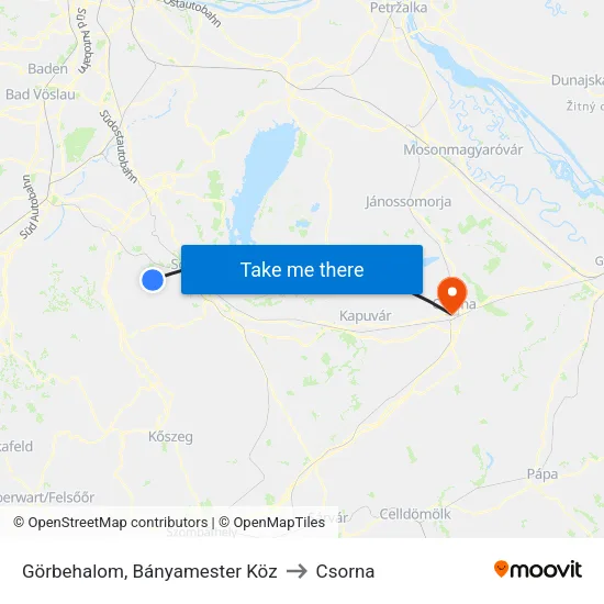 Görbehalom, Bányamester Köz to Csorna map