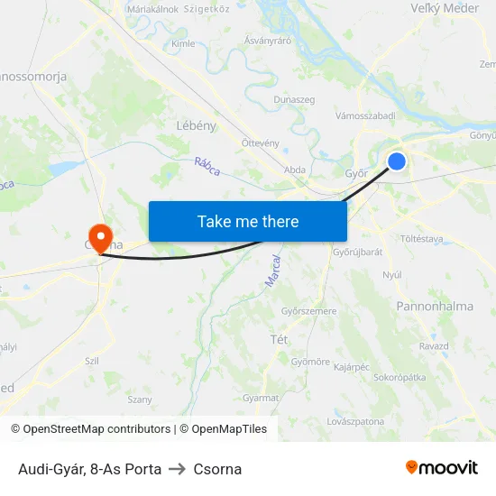 Audi-Gyár, 8-As Porta to Csorna map
