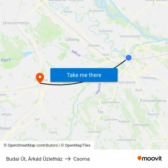 Budai Út, Árkád Üzletház to Csorna map
