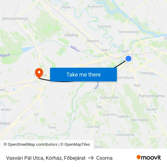 Vasvári Pál Utca, Kórház, Főbejárat to Csorna map