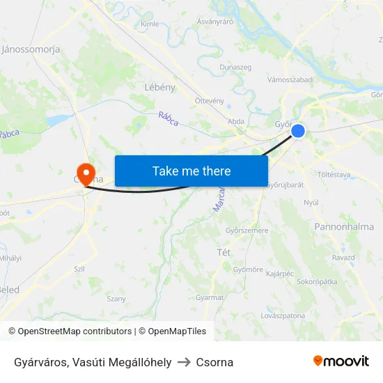 Gyárváros, Vasúti Megállóhely to Csorna map