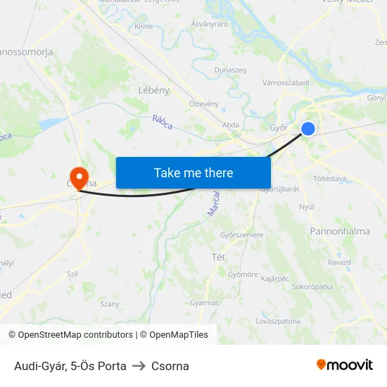 Audi-Gyár, 5-Ös Porta to Csorna map