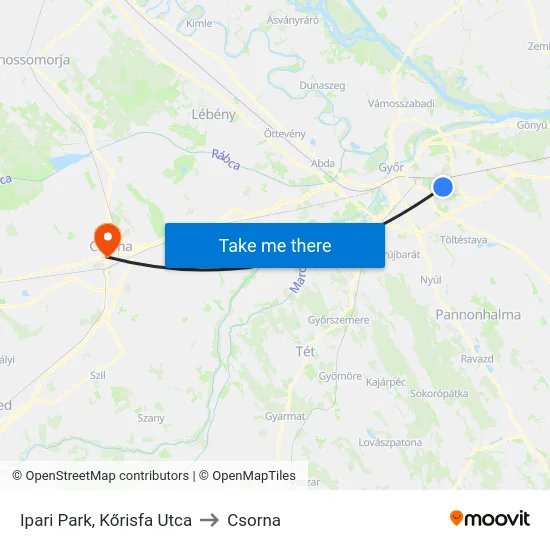 Ipari Park, Kőrisfa Utca to Csorna map