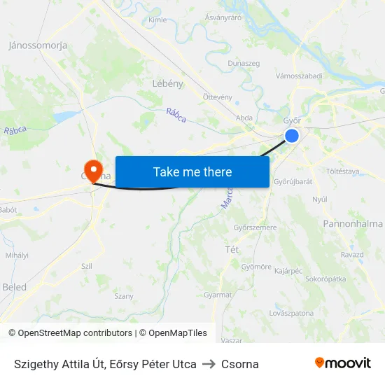 Szigethy Attila Út, Eőrsy Péter Utca to Csorna map