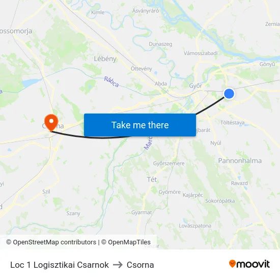Loc 1 Logisztikai Csarnok to Csorna map