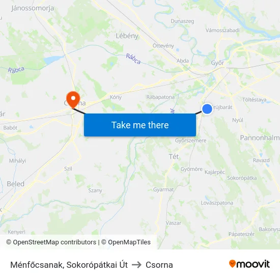 Ménfőcsanak, Sokorópátkai Út to Csorna map