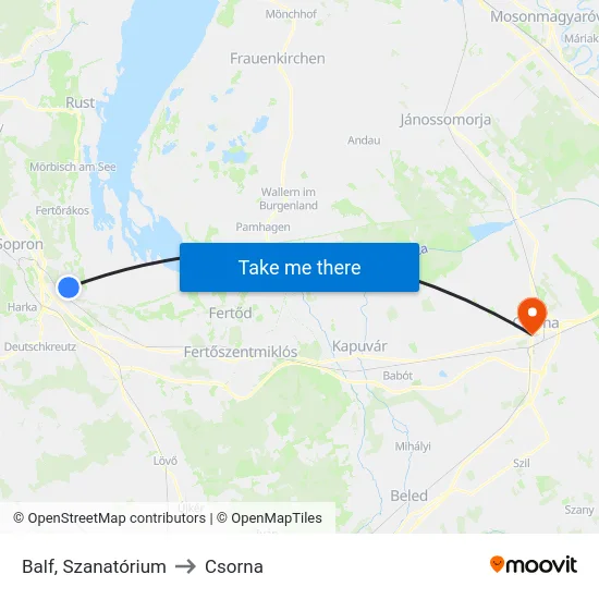 Balf, Szanatórium to Csorna map