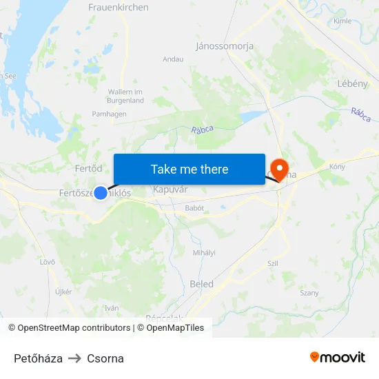 Petőháza to Csorna map
