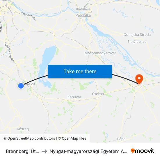 Brennbergi Út, Ifjúsági Tábor to Nyugat-magyarországi Egyetem Apáczai Csere János Kar II. épület map
