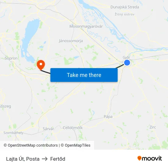 Lajta Út, Posta to Fertőd map