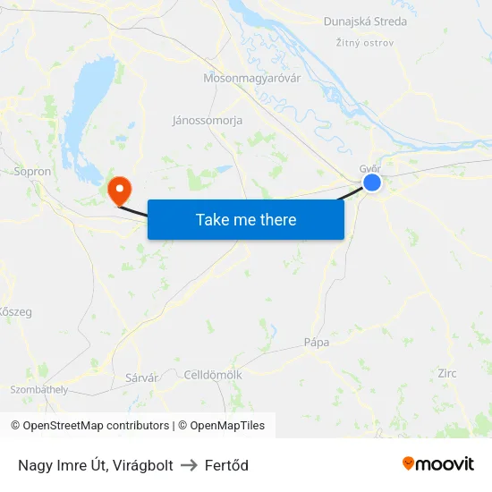Nagy Imre Út, Virágbolt to Fertőd map