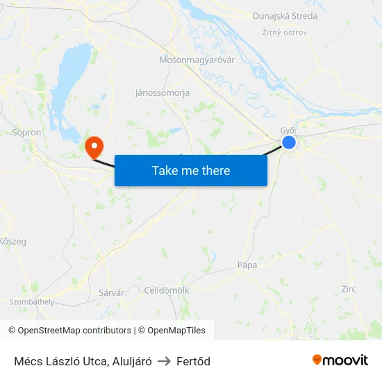 Mécs László Utca, Aluljáró to Fertőd map