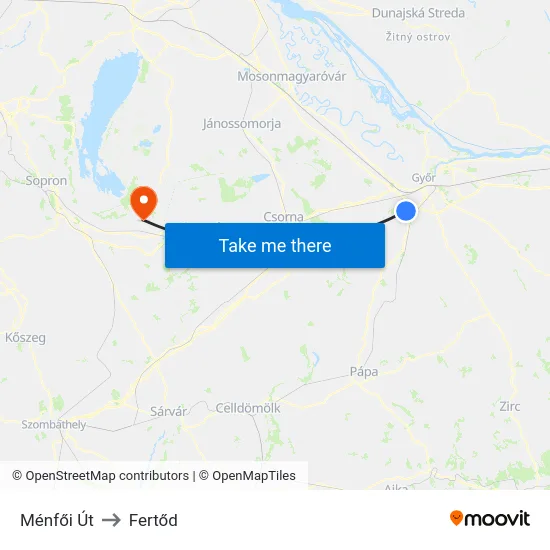 Ménfői Út to Fertőd map