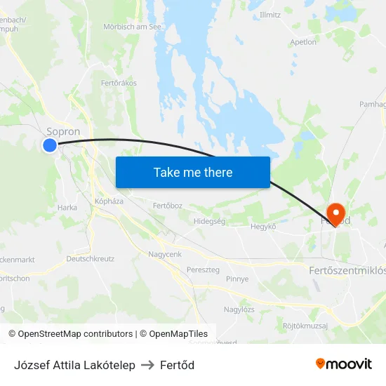 József Attila Lakótelep to Fertőd map