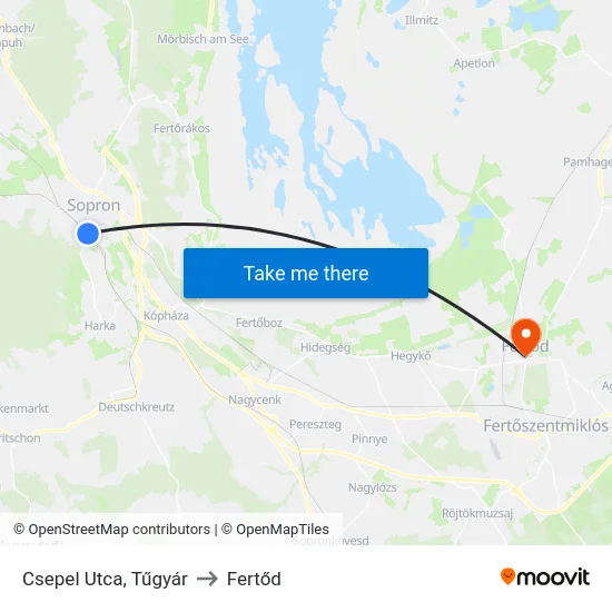 Csepel Utca, Tűgyár to Fertőd map