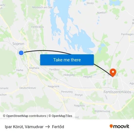 Ipar Körút, Vámudvar to Fertőd map