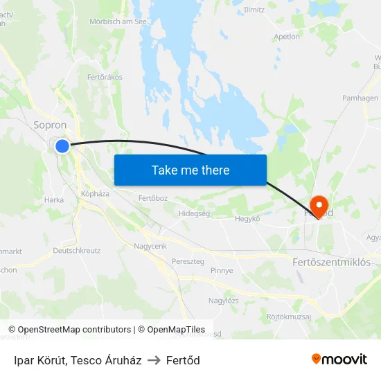 Ipar Körút, Tesco Áruház to Fertőd map