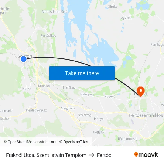Fraknói Utca, Szent István Templom to Fertőd map