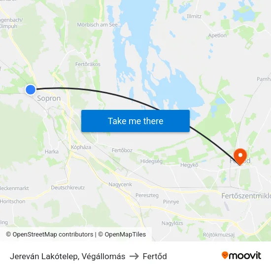 Jereván Lakótelep, Végállomás to Fertőd map