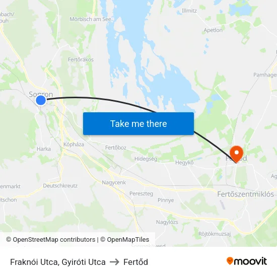 Fraknói Utca, Gyiróti Utca to Fertőd map