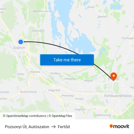 Pozsonyi Út, Autószalon to Fertőd map