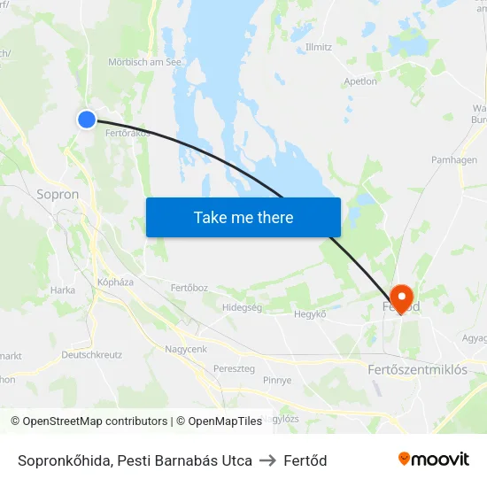 Sopronkőhida, Pesti Barnabás Utca to Fertőd map