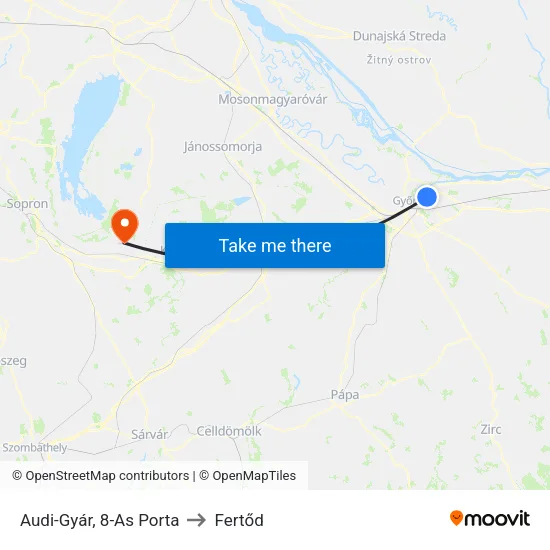 Audi-Gyár, 8-As Porta to Fertőd map