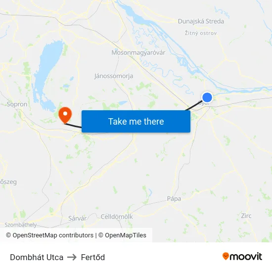 Dombhát Utca to Fertőd map