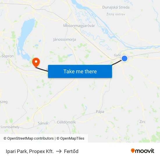 Ipari Park, Propex Kft. to Fertőd map